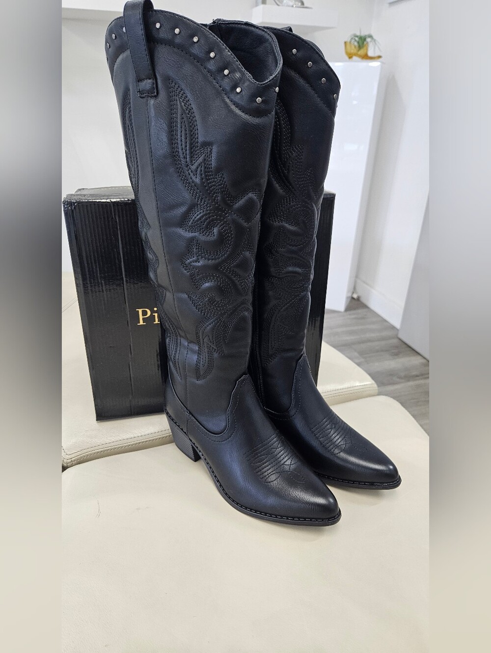 Pierre Dumas Whitney-6 Studded Western Knee-High Boots